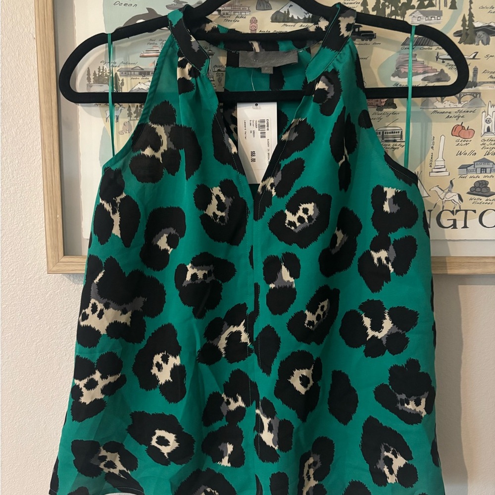 Sunday in Brooklyn Green and Black Animal Print Blouse
